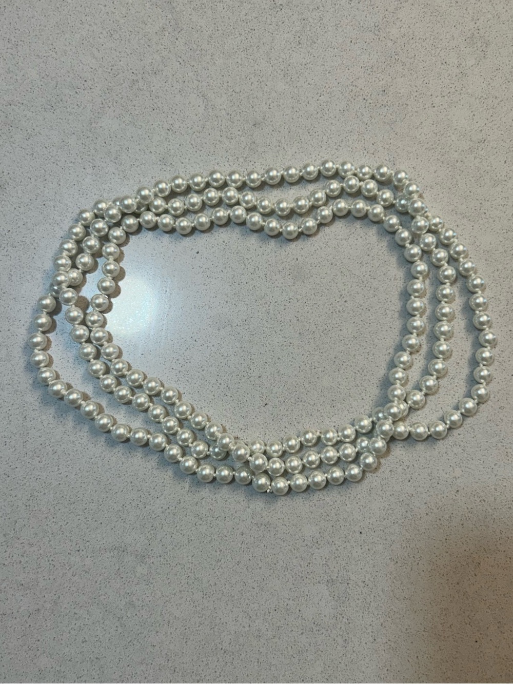 Classic White Faux Pearl Necklace - 30”
